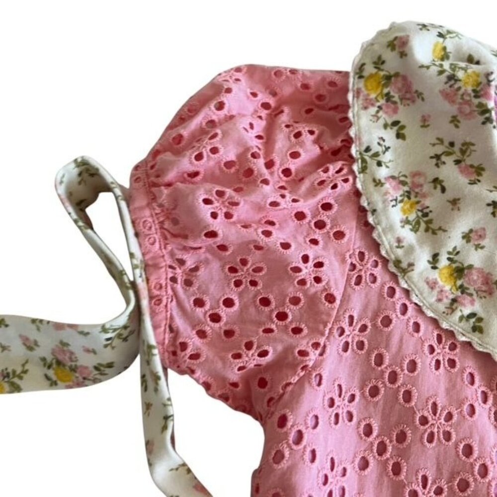 A.T.U.N. Pink Eyelet and Floral Girls Dress Size 6-7 Years - Picture 3 of 7